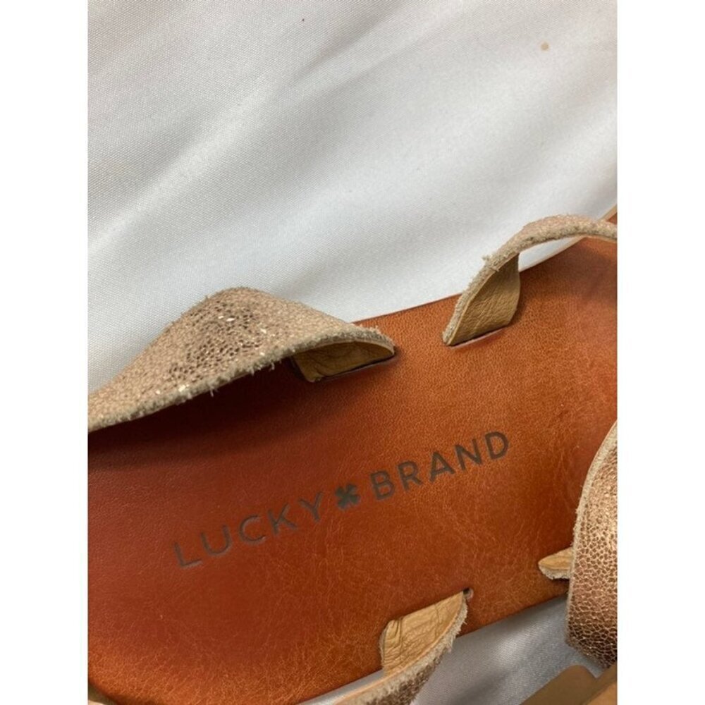 Womens Lucky Brand‎ Leather Strappy Ankle Wrap Sandals Rose Gold 7.5 - Picture 7 of 8